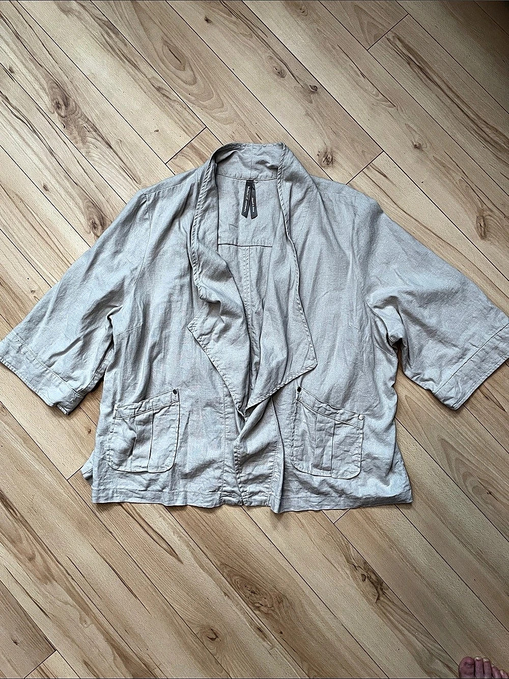 Penningtons Flowy Utility Shirt Jacket Linen Blend Beige Size 3X